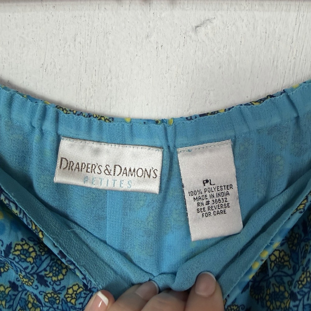 VTG Draper's & Damon's Skirt BoHo Maxi Skirt SZ LP Blue Gauzy Tiers Sheer Gypsy - Picture 8 of 11